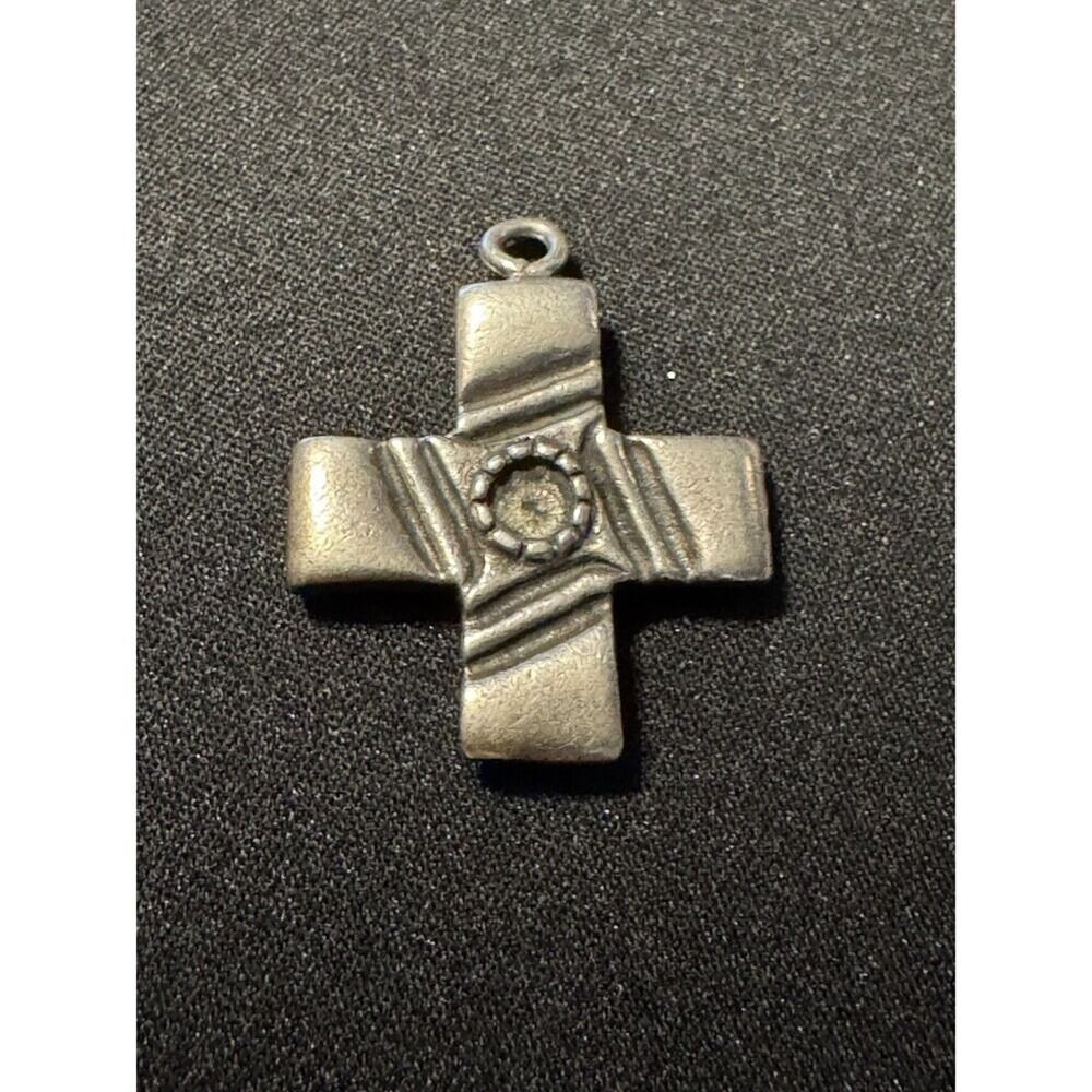 925 Sterling Silver Artizan Made Dbl Sided Cross Pendant